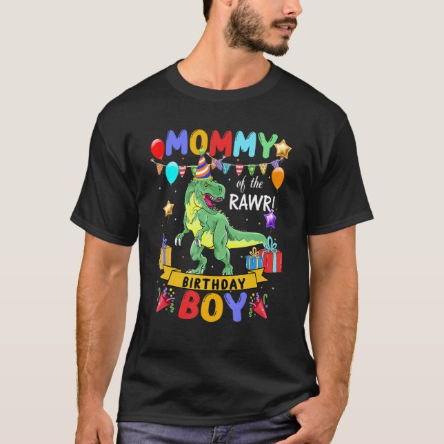Camiseta Mamãe Do Raptor De Dinossauro De Aniversário (Frente)