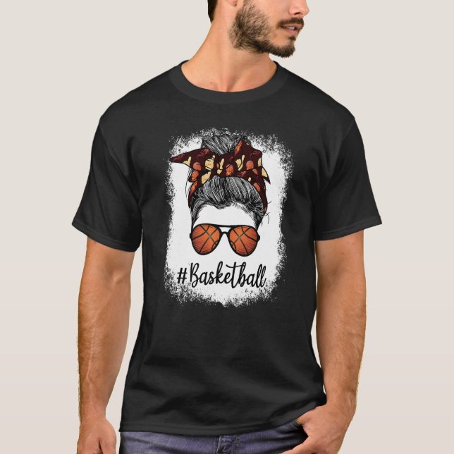 Camiseta Mamãe Dormiu Basquete Mãe Leopard Messy Bun (Frente)