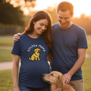 Camiseta MAMÃE Dourada Camisola de Mãe Golden Retriever A