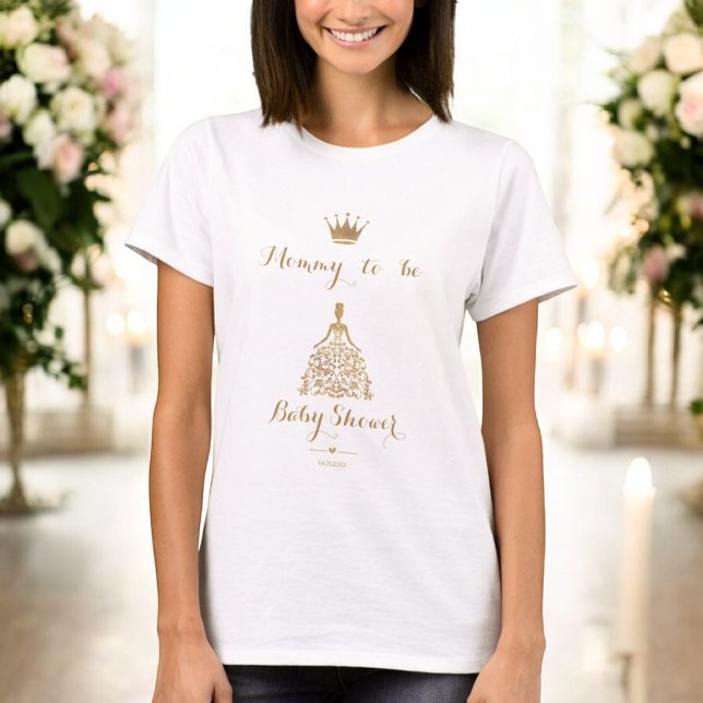 Camiseta Mamãe Dourada da Princesa Chá de fraldas a ser (Criador carregado)