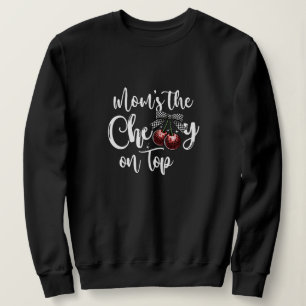 Camiseta Mamãe é a Cereja no Topo Fofo Laço Xadrez Cereja