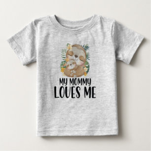 Camiseta Mamãe e Bebê, Minha Mamãe me ama tropical