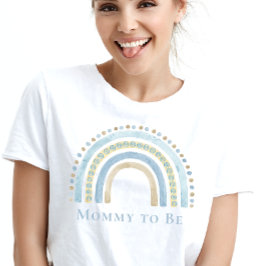 Camiseta Mamãe é Blue Boho Rainbow
