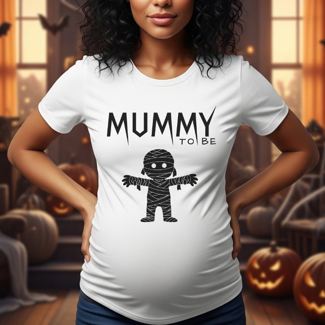Camiseta Mamãe é Chá de fraldas de Halloween Mãe Branca (Mummy to be Halloween baby shower shirt for mother)