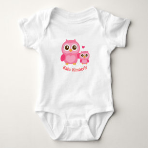 Camiseta Mamãe e Eu, Coruja Bebê Fofa, Rosa