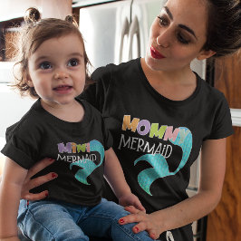 Camiseta Mamãe e MiniSereia Correspondente à Criança-Mãe Pr