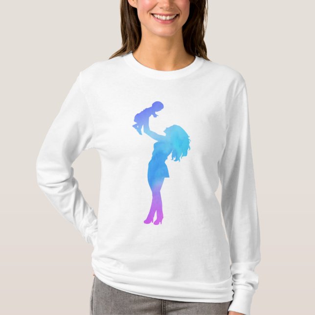 Camiseta Mamãe e seu bebê aquarela   (Frente)