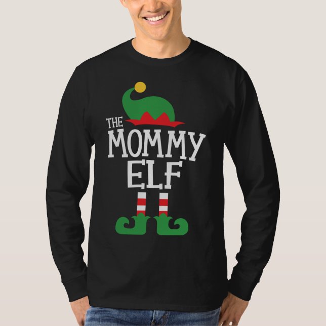 Camiseta Mamãe Elf Famílias de Natal no Topo (Frente)
