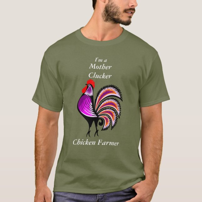 Camiseta Mamãe Engraçada Façadora De Frango Roxo Hen (Frente)