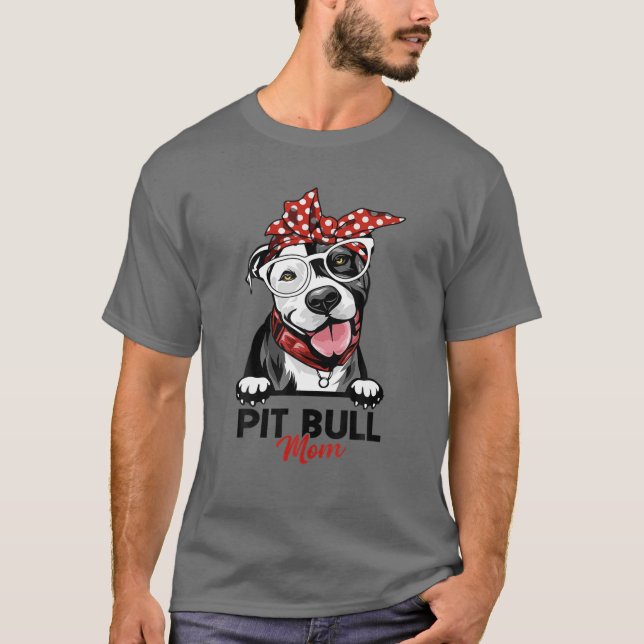 Camiseta Mamãe Engraçado Cachorro Mamãe Dia de as mães Pitb (Frente)