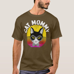 Camiseta Mamãe Engraçado, Mãe Gato, Gato Colorido com Sungl