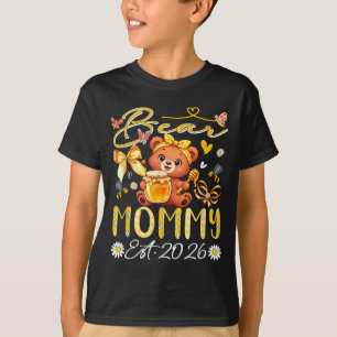 Camiseta Mamãe Est 2026 Gravata de Laço Floral Dia das Mães