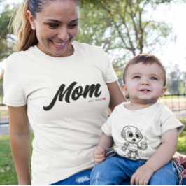 Camiseta Mamãe Est. Coração Vermelho de Script Preto | Pers