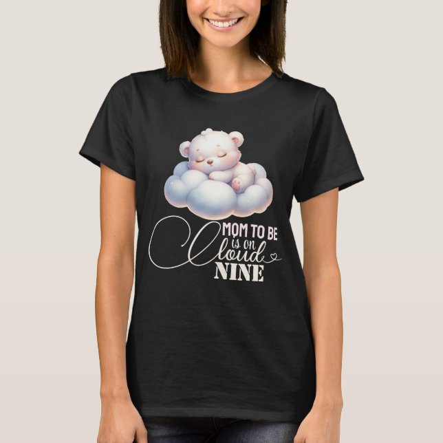 Camiseta Mamãe está na nuvem nove Chá de fraldas (Frente)