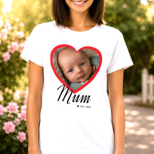 Camiseta Mamãe Estabeleceu Roteiro Coração Vermelho Foto Br