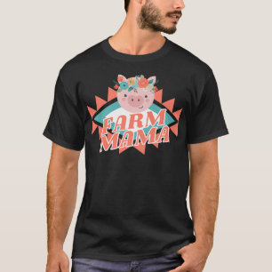 Camiseta Mamãe fazenda, Suínos, Animais do País, Mo Mamãe