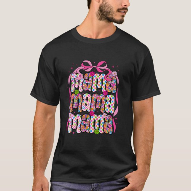 Camiseta Mamãe Flor Arcos Rosa Leopardo Mãe Mãe (Frente)