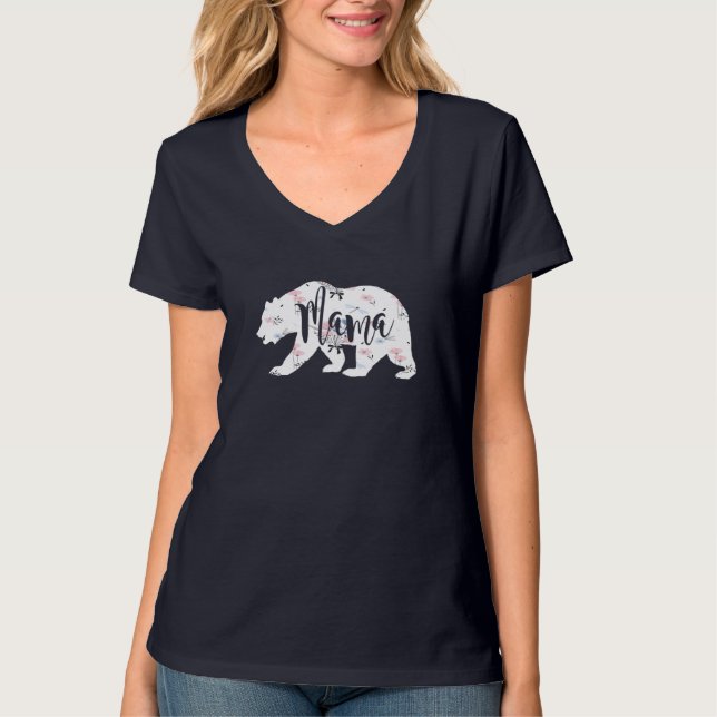 Camiseta Mamãe Floral Bear Bonito Presente (Frente)