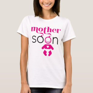 Camiseta Mamãe Futura Menina Rosa Quente Engraçada
