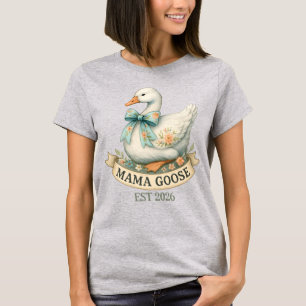 Camiseta Mamãe Gansa Fofa Galinha Mãe Animal de Fazenda Vin