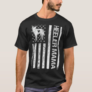 Camiseta Mamãe Heeler Bandeira Americana EUA Cachorro Engra