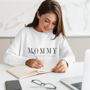 Camiseta Mamãe   Kids Names Modern Classic Dia de as mães