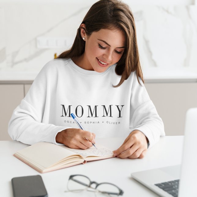 Camiseta Mamãe | Kids Names Modern Classic Dia de as mães (Criador carregado)