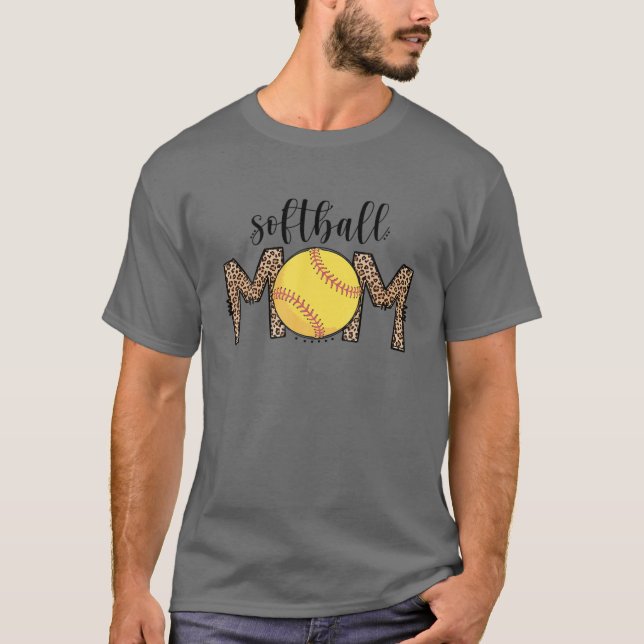 Camiseta Mamãe Leopard Engraçada Baseball Mãe D (Frente)