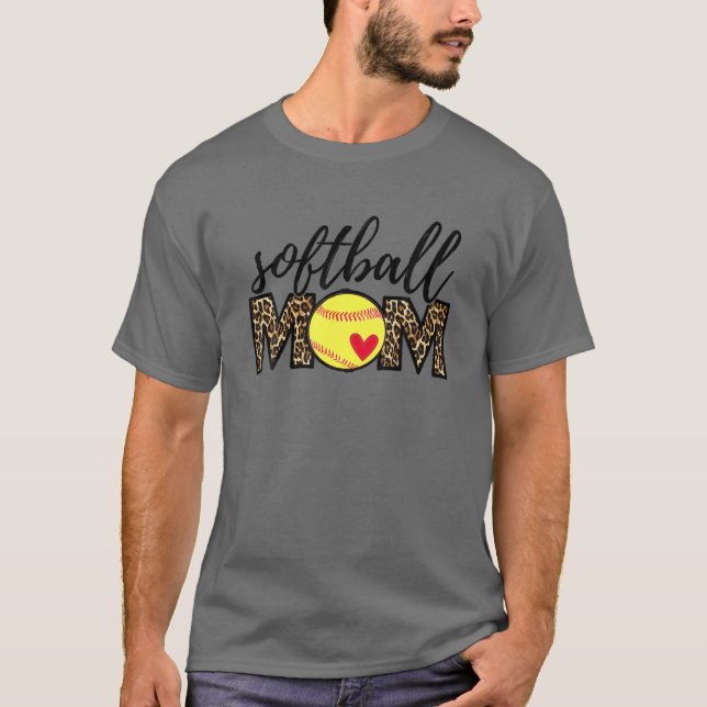 Camiseta Mamãe Leopard Engraçada Baseball Mãe D (Frente)