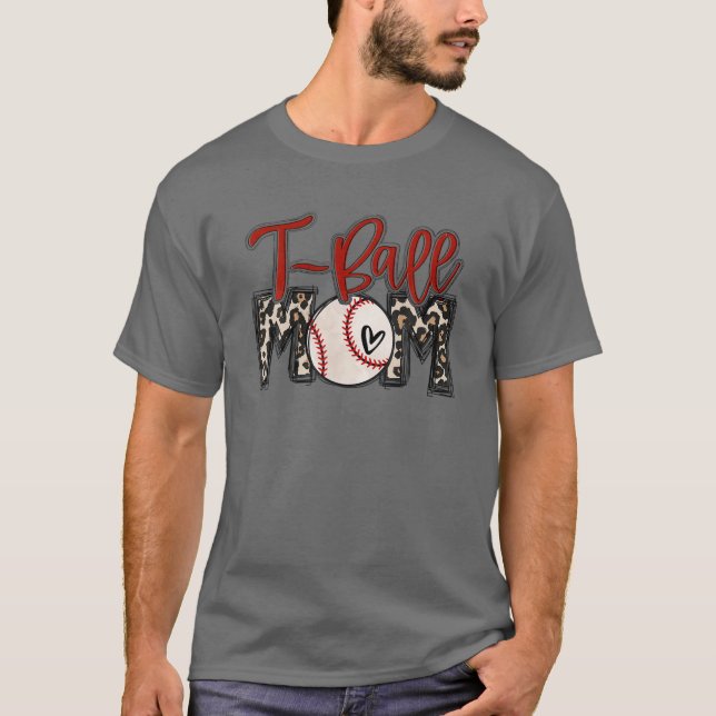 Camiseta Mamãe Leopardo Teeball Mãe Bola Engraçada Mãe Mãe  (Frente)