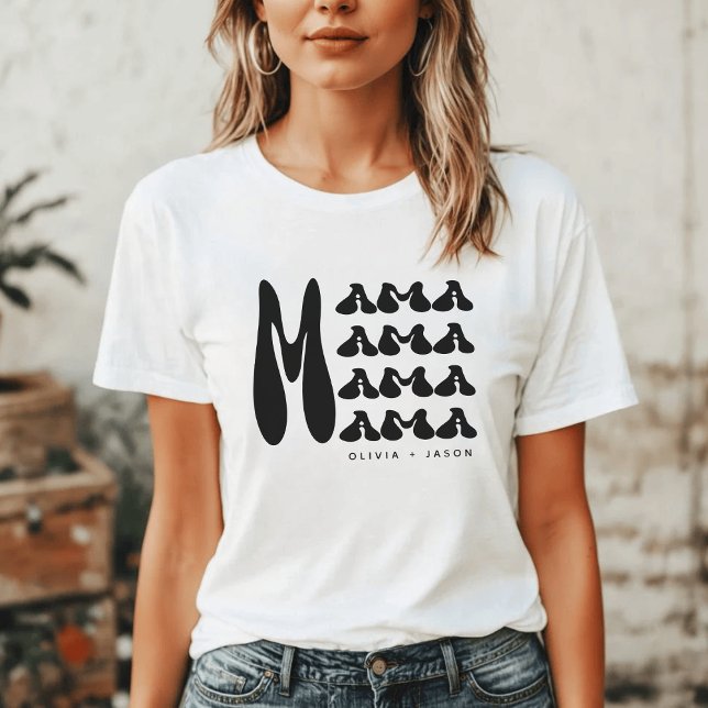 Camiseta Mamãe | Letras Tipografia Crianças Nomes Mãe (Criador carregado)