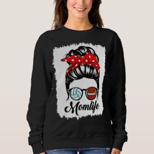 Camiseta Mamãe Life Messaging Hair Soccer Jogador de Voleib