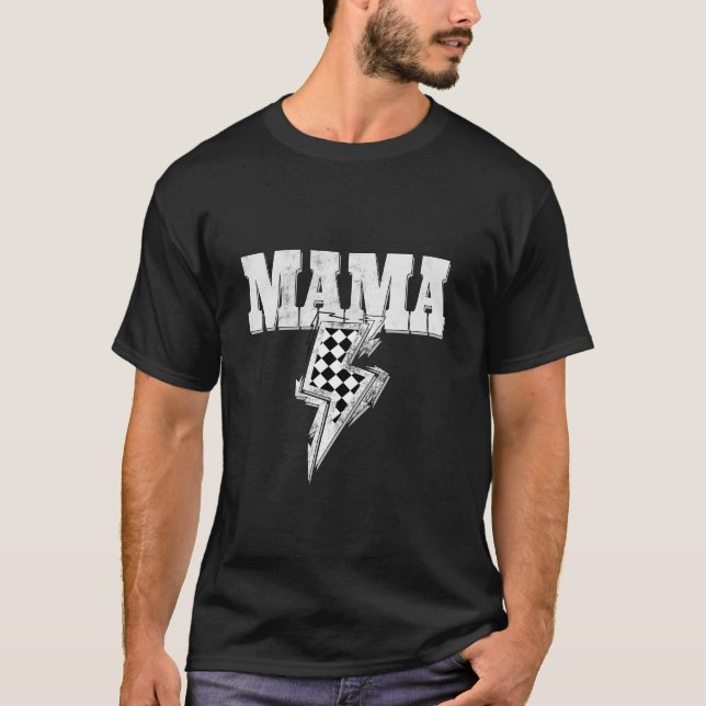 Camiseta Mamãe Lightning mamãe checou Trabalho de arte para (Frente)