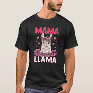 Camiseta Mamãe Llama Floral Hearts Mamães Bonitas Lama Mãe 