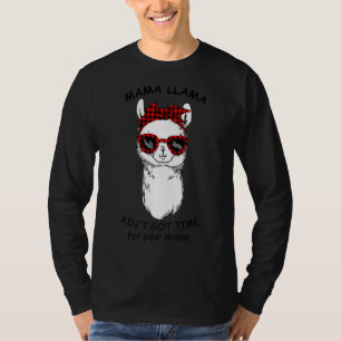 Camiseta Mamãe Llama não tem tempo para sua Xadrez Vermelha