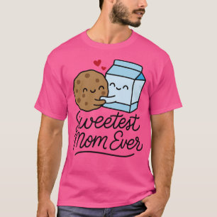 Camiseta Mamãe Mais Doce Já Teve Leite E Cookie Hug Kawaii