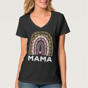 Camiseta Mamãe Mama Leopard Rainbow Cheetah Impressão Gráfi