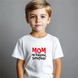 Camiseta Mamãe Meu Super-Herói Para Sempre vermelho preto
