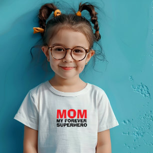Camiseta Mamãe Meu Super-Herói Para Sempre vermelho preto