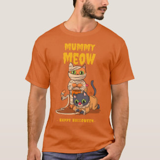 Camiseta Mamãe Mia Halloween Gato Divertido Assustador Fest