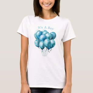 Camiseta Mamãe Para Ser Balões Azuis É Um Menino
