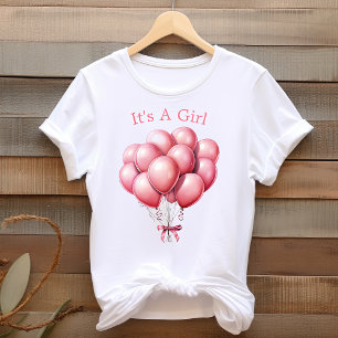 Camiseta Mamãe Para Ser Balões Cor-de-Rosa É Uma Menina
