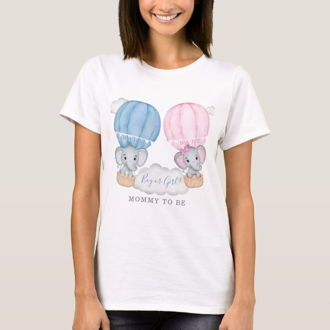 Camiseta Mamãe para ser Chá de fraldas de balão de elefante (Frente)