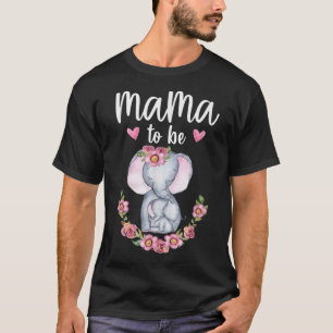 Camiseta Mamãe Para Ser Elefante Chá de fraldas Floral TS