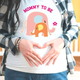 Camiseta Mamãe Para Ser Elefante Rosa com Bebê