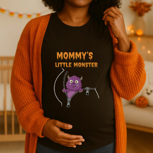Camiseta Mamãe Pequena Maternidade de Halloween Monstro