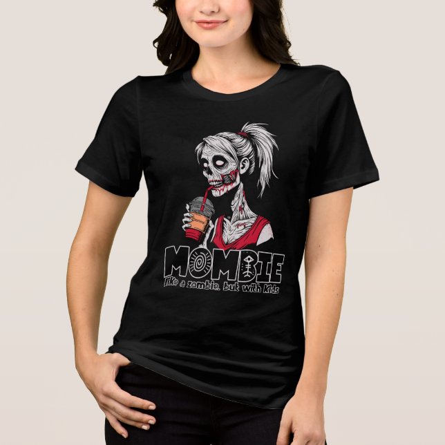 Camiseta Mamãe personalizada, como um zumbi, mas com crianç (Frente)