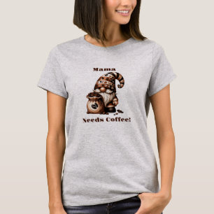 Camiseta Mamãe Personalizada Precisa de Café Gnomo Engraçad