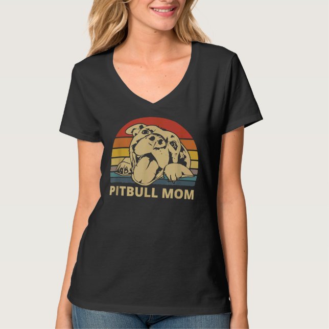 Camiseta Mamãe Pitbull Com Uma Bela Cara Engraçada Mamãe (Frente)