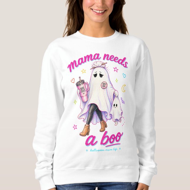 Camiseta Mamãe Precisa de um Boo Fantasma Cansada Vida de M (Frente)